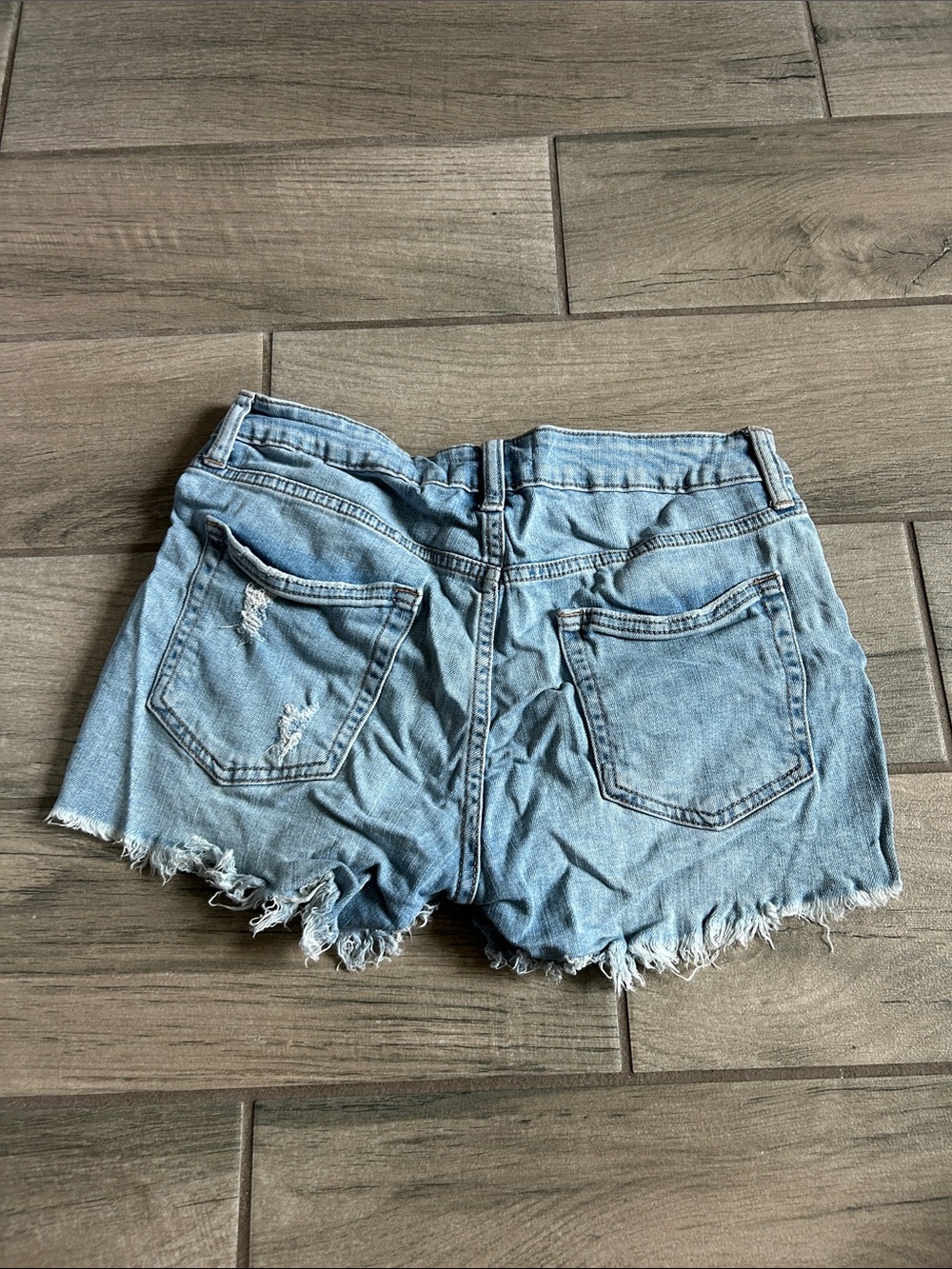 Just USA Light Blue Frayed Hem Denim Cutoff Shorts - Picture 4 of 4